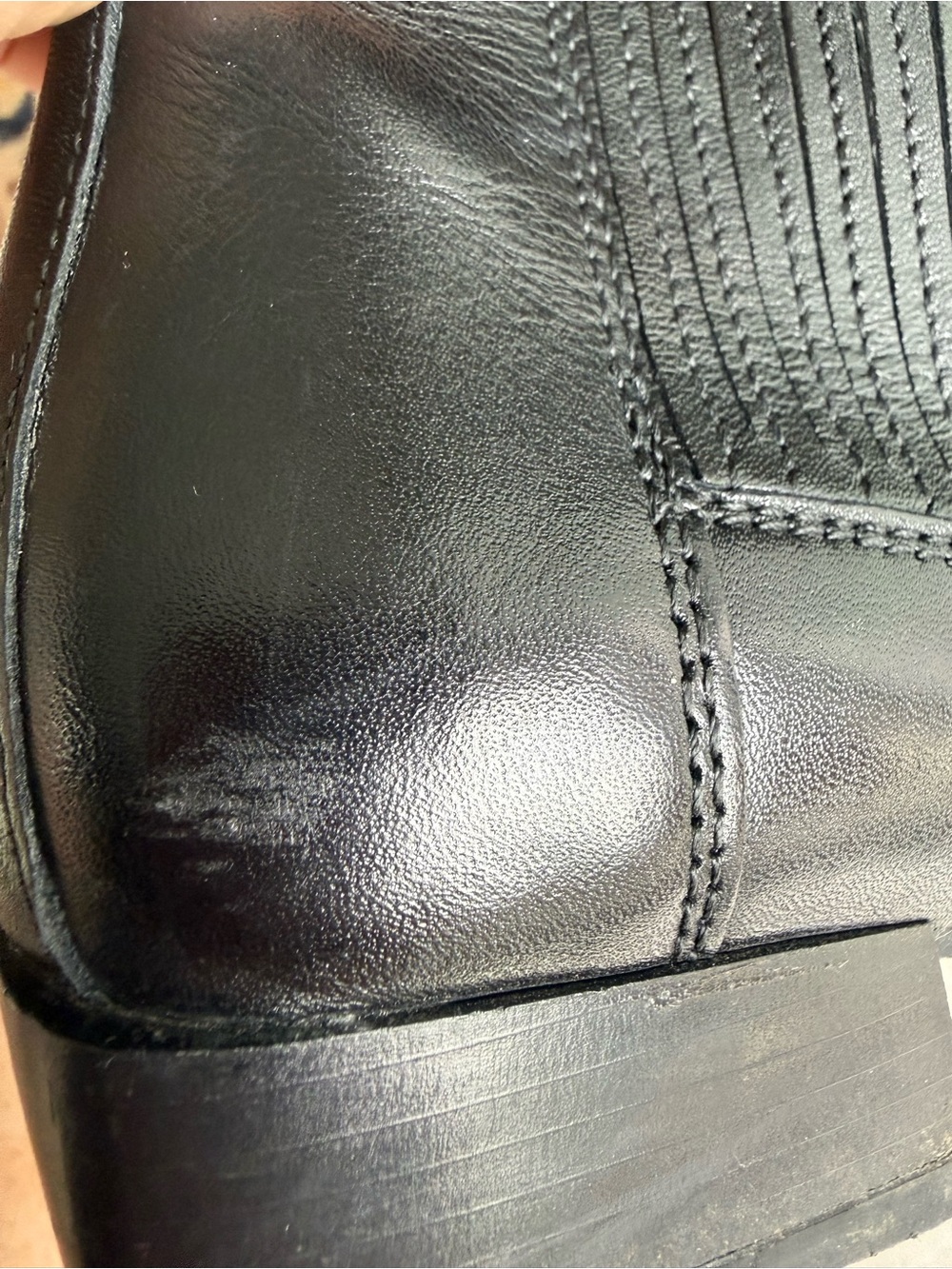 Vagabond Nella Black Leather Ankle Boots Chelsea Square Toe Size EU 37 Western - Picture 5 of 8